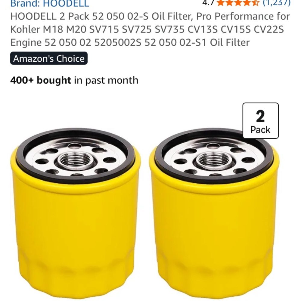 HOODELL 2 Pack 52 050 02-S Oil Filter,